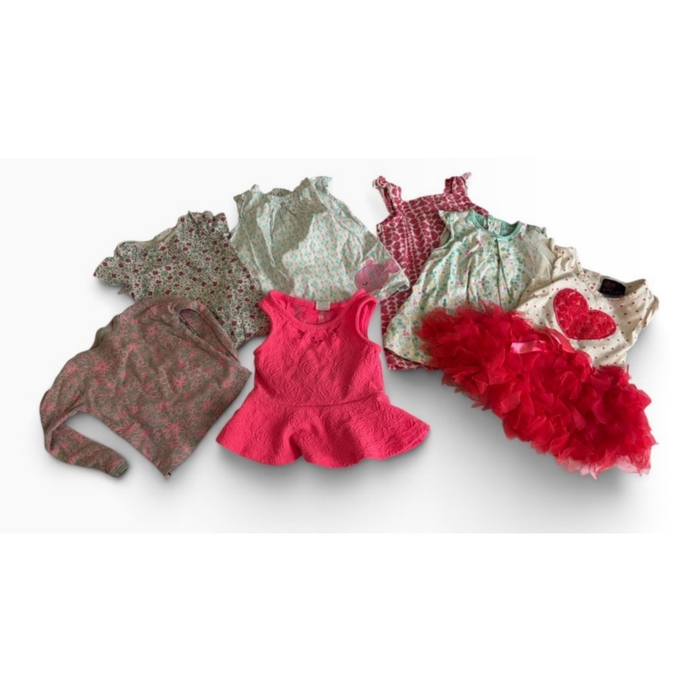 Carter's Baby Girl 18M Mixed Lot 7pc Tutu Dress Peplum Bodysuits Floral Pink Red